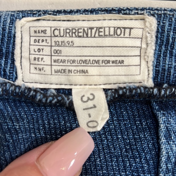 Current/Elliot Zip Fray Denim Mini Skirt Textured Indigo Twill Size 31 - Picture 8 of 10